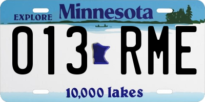 MN license plate 013RME