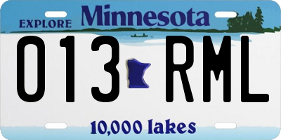 MN license plate 013RML