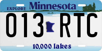 MN license plate 013RTC