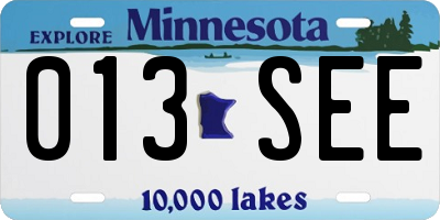MN license plate 013SEE