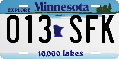 MN license plate 013SFK