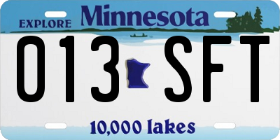 MN license plate 013SFT