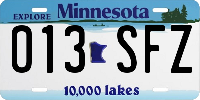 MN license plate 013SFZ