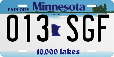 MN license plate 013SGF