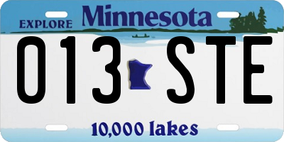 MN license plate 013STE