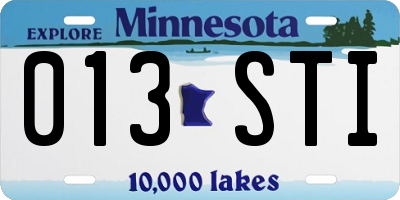 MN license plate 013STI