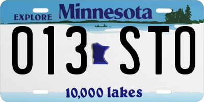 MN license plate 013STO