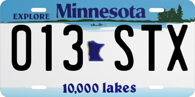 MN license plate 013STX