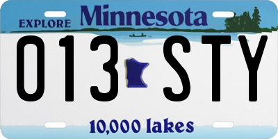 MN license plate 013STY