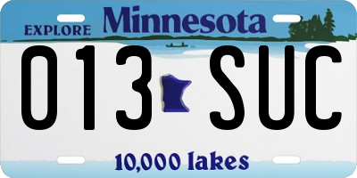 MN license plate 013SUC