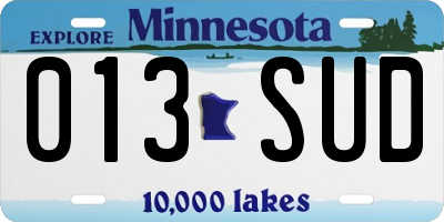 MN license plate 013SUD