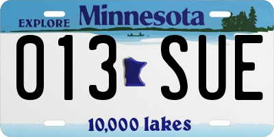 MN license plate 013SUE
