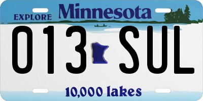 MN license plate 013SUL