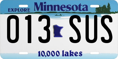 MN license plate 013SUS