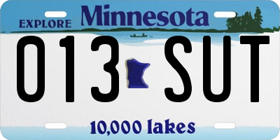 MN license plate 013SUT
