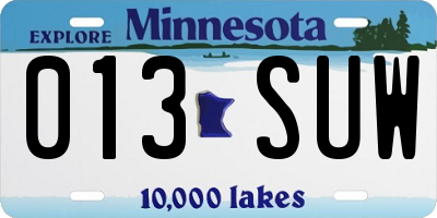 MN license plate 013SUW