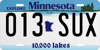 MN license plate 013SUX