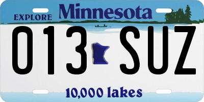 MN license plate 013SUZ