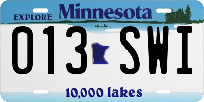 MN license plate 013SWI