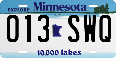 MN license plate 013SWQ