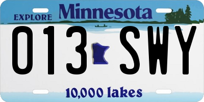 MN license plate 013SWY