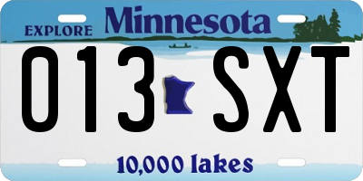 MN license plate 013SXT