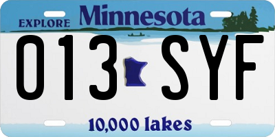MN license plate 013SYF