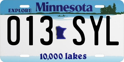 MN license plate 013SYL