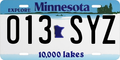 MN license plate 013SYZ