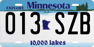 MN license plate 013SZB