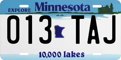 MN license plate 013TAJ