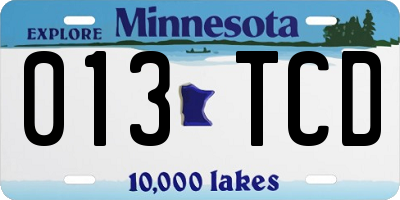 MN license plate 013TCD