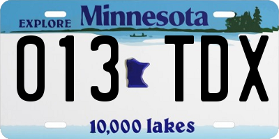 MN license plate 013TDX
