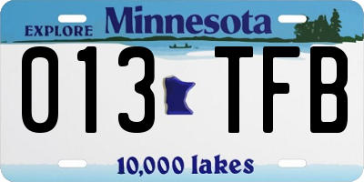 MN license plate 013TFB