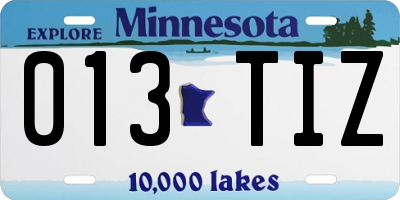 MN license plate 013TIZ