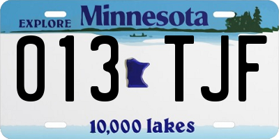 MN license plate 013TJF