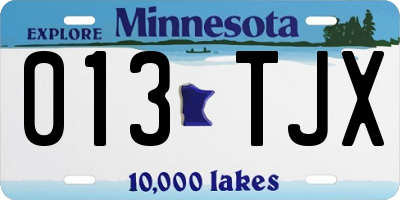 MN license plate 013TJX