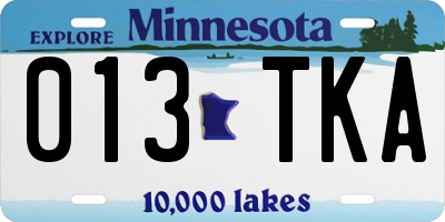 MN license plate 013TKA