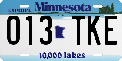 MN license plate 013TKE