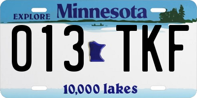 MN license plate 013TKF