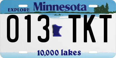 MN license plate 013TKT