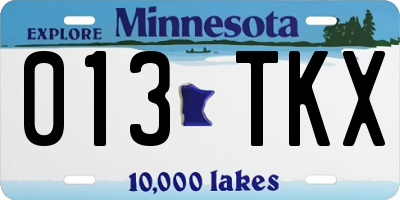 MN license plate 013TKX