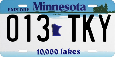 MN license plate 013TKY