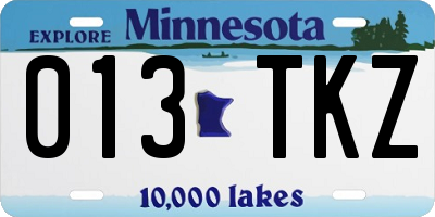 MN license plate 013TKZ