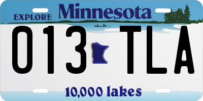 MN license plate 013TLA