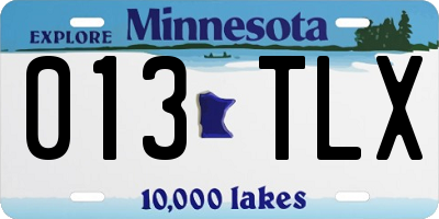 MN license plate 013TLX