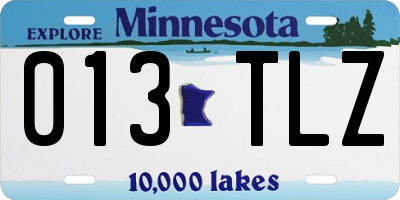 MN license plate 013TLZ