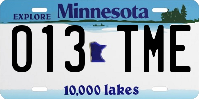MN license plate 013TME