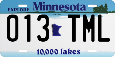 MN license plate 013TML