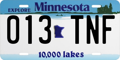 MN license plate 013TNF